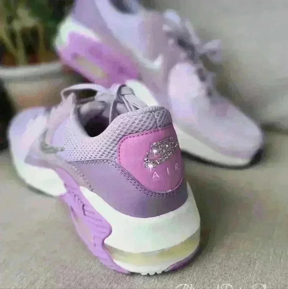 Nike Air Max Excee Womens Purple Sneakers Shoes Made with Swarovski Crystals - Picture 3 of 11